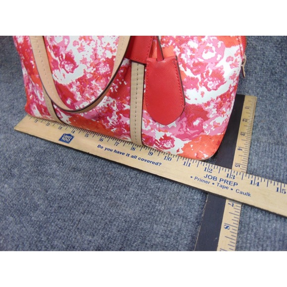 Coach Gallery Tote Purse F31341 Floral Print Red Pink Beige Leather Trim - Picture 14 of 16